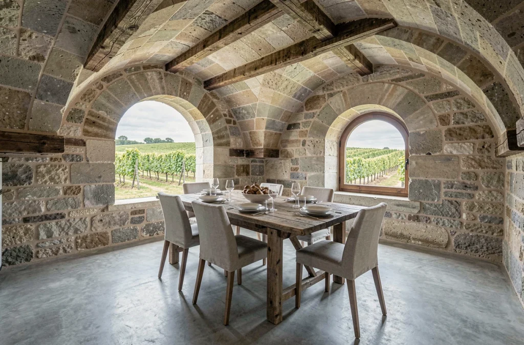 Intérieur rénové d'un château viticole habitable à vendre dans la région bordelaise