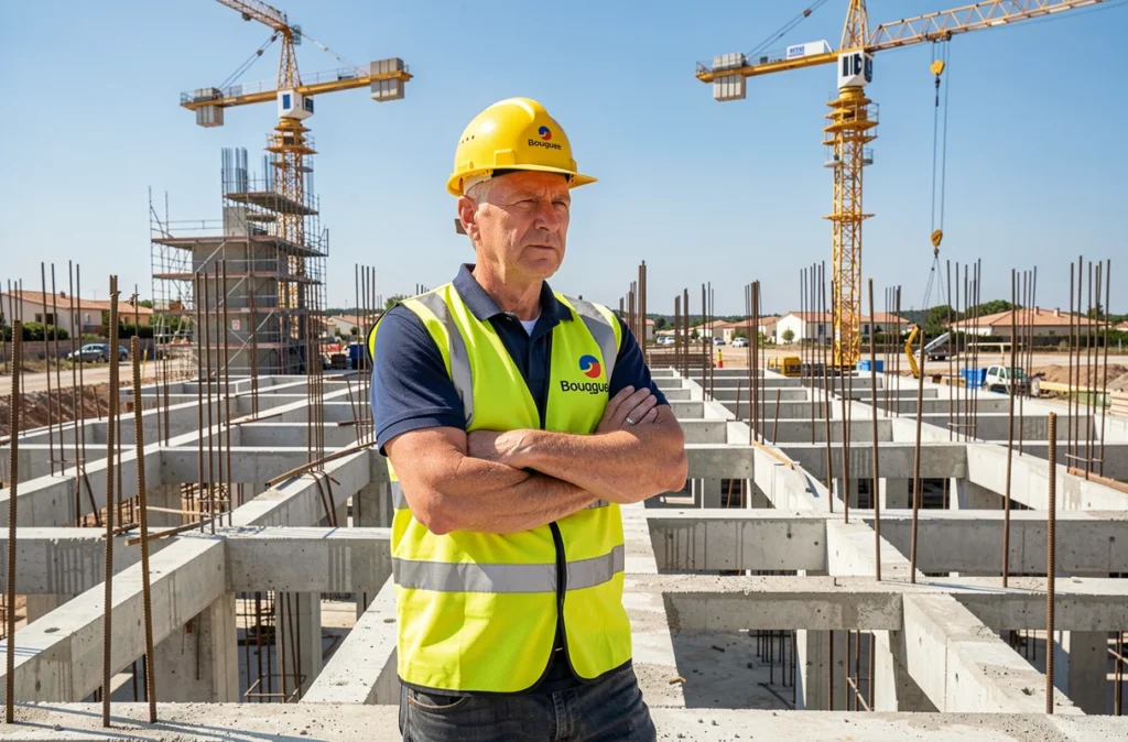 Chef de chantier Bouygues Immobilier sur un chantier résidentiel en construction dans le Var